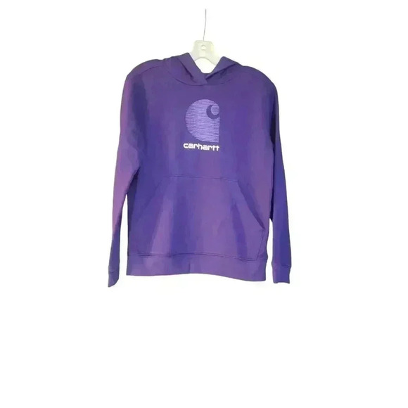 Carhartt Other - Carhartt Hoodie Purple Youth XL (14) Front Pockets Chest Logo Cotton Blend